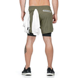 Short de sport homme 2 en 1 avec doublure et poche intégrée pour la musculation le crossfit et fitness - Fitness-Cardio-Shop