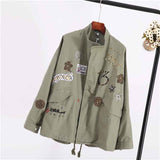 veste militaire femme avec broderies - fitness cardio shop