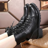 2019 New Buckle Winter Motorcycle Boots Women British Style Ankle Boots Gothic Punk Low Heel ankle Boot Women Shoe Plus Size 43 - Fitness-Cardio-Shop