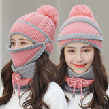 Bonnet Écharpe Femme Tricoté Bonnet Tricot Écharpe 3 en 1