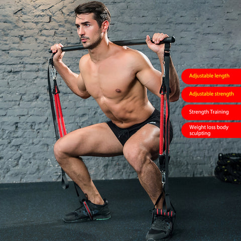 Body Workout Trainer Bar with Resistance Bands Rubber Buckles