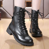 2019 New Buckle Winter Motorcycle Boots Women British Style Ankle Boots Gothic Punk Low Heel ankle Boot Women Shoe Plus Size 43 - Fitness-Cardio-Shop