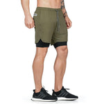 Short de sport homme 2 en 1 avec doublure et poche intégrée pour la musculation le crossfit et fitness - Fitness-Cardio-Shop